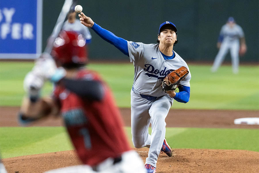 ダイヤモンドバックス戦で6回を投げて2安打無失点だったドジャースの大谷翔平【写真：ロイター】
