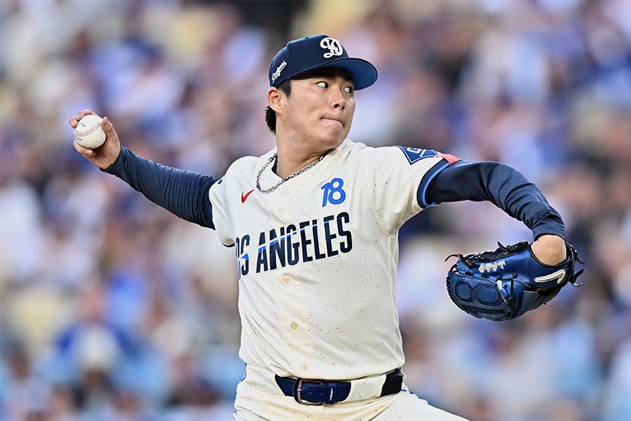 エンゼルス戦に先発登板したドジャースの山本由伸【写真:ロイター】