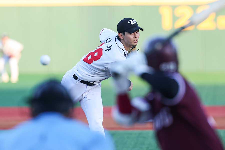 異国のプロ野球で、先発ローテーションを守り続ける【写真:蔚山ホエールズ提供】