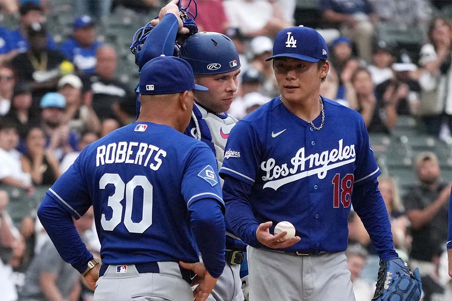 完全試合は逃すも今季7勝目を挙げたドジャースの山本由伸【写真:ロイター】