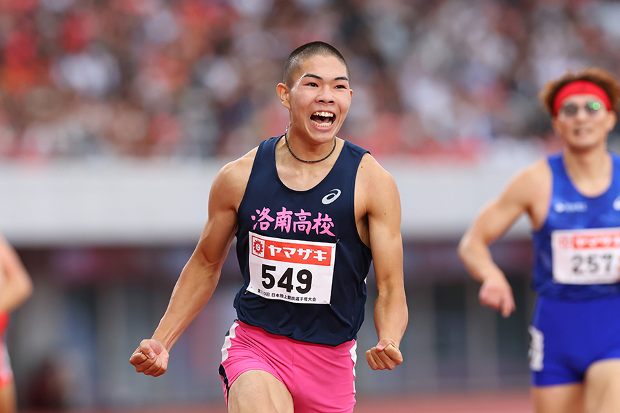 400mHで優勝し、吠える後藤大樹【写真:YUTAKA/アフロスポーツ】