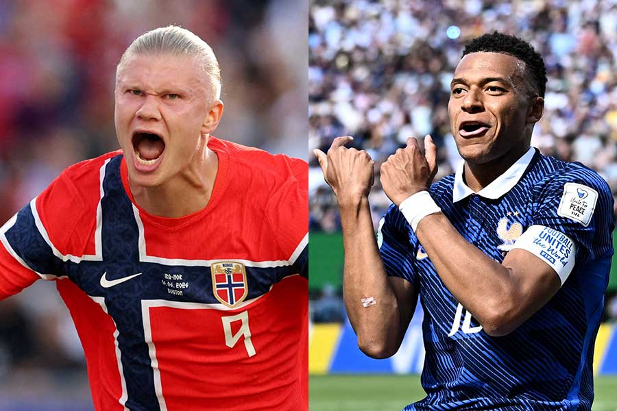 ノルウェー代表ハーランドとフランス代表エムバペ（左から）【写真：ロイター】