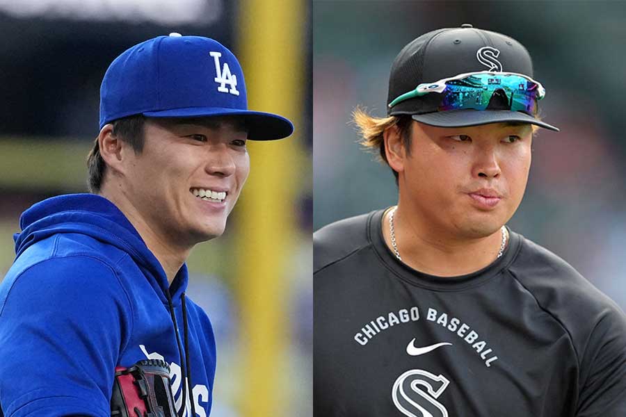 山本由伸と村上宗隆(右)【写真:ロイター】