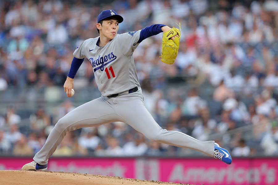 ヤンキース戦で先発登板したドジャースの佐々木朗希【写真:ロイター】