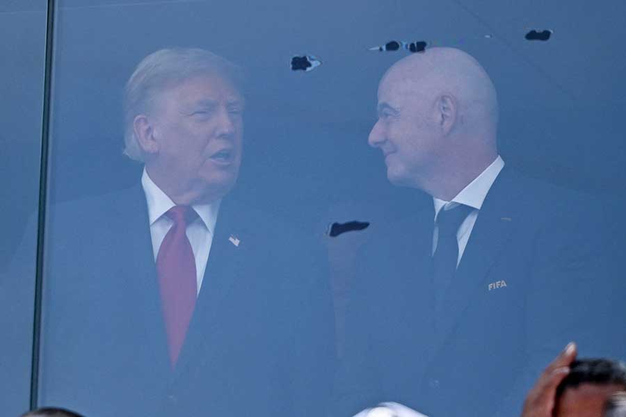 W杯決勝、インファンティーノFIFA会長と観戦するトランプ大統領【写真:ロイター】