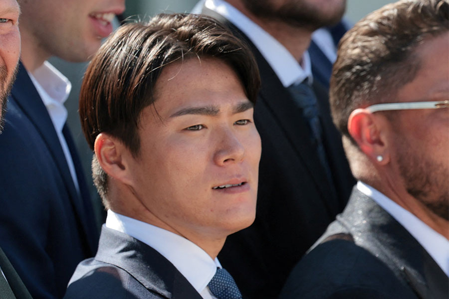 ホワイトハウスを訪問したドジャースの山本由伸【写真：ロイター】