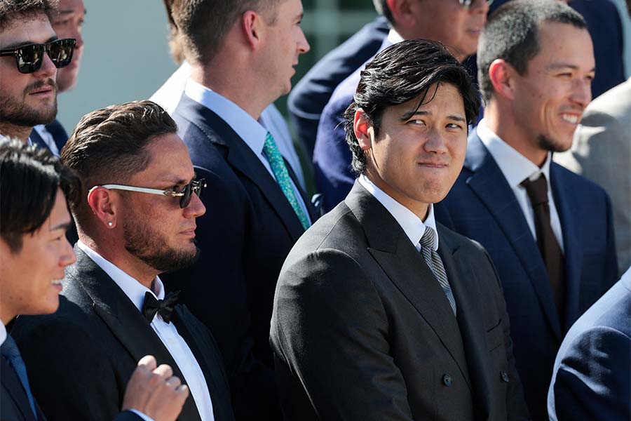 ホワイトハウスを訪問したドジャースの大谷翔平【写真：ロイター】