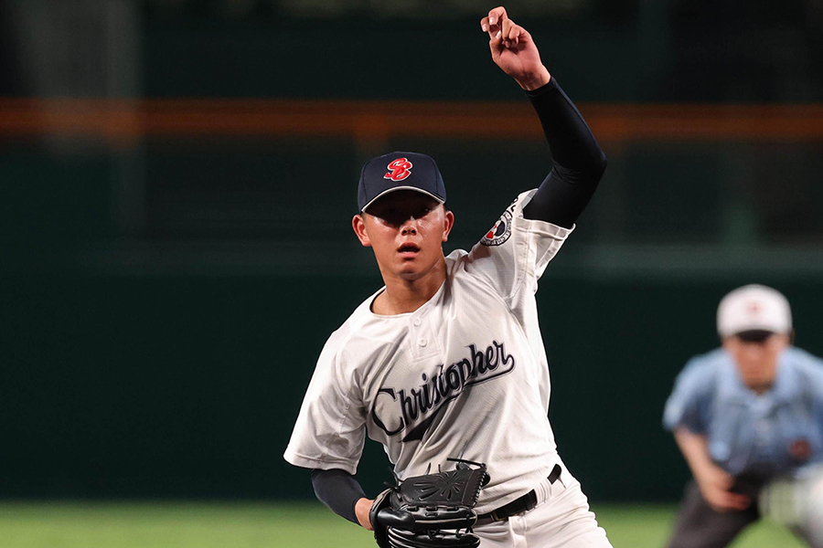 甲子園1回戦に登板した聖隷クリストファーの高部陸【写真：スポーツ報知/アフロ】