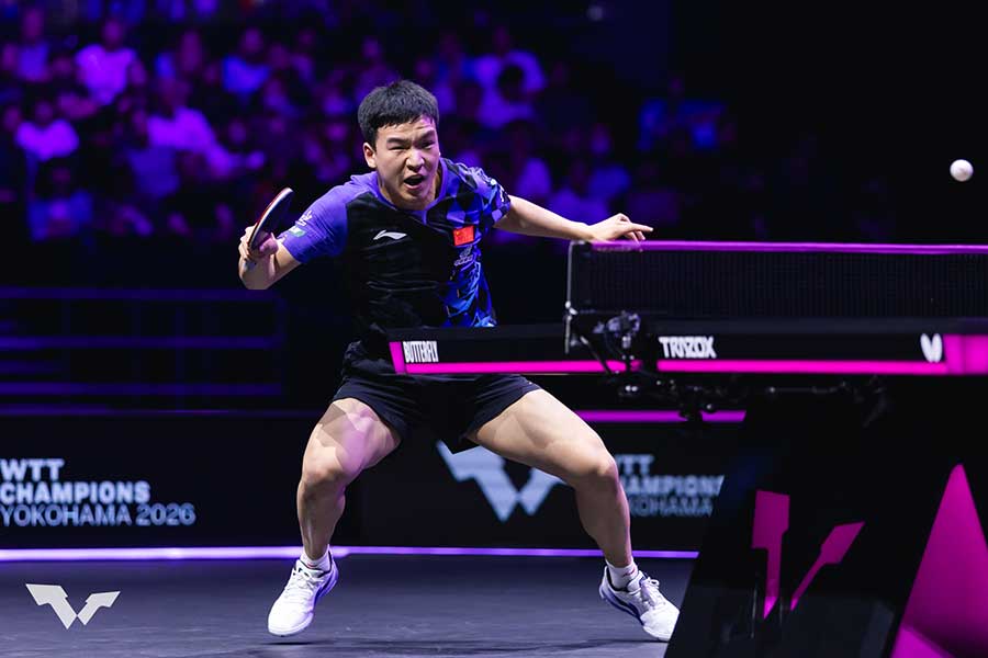 張本智和に敗れた向鵬【写真:WTT提供】