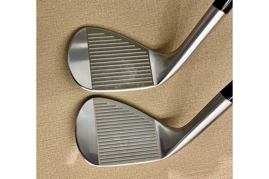前モデル(上)の15本から19本に。溝が増えてスピン率が上がったBITING SPIN 2(下)は、全英女子オープン優勝の桑木志帆も使用【写真:編集部】