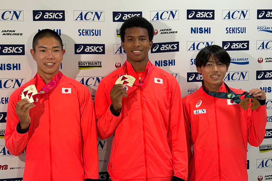U20世界選手権でメダルを獲得した後藤大樹、古賀ジェレミー、本田桜二郎(左から)【写真:編集部】
