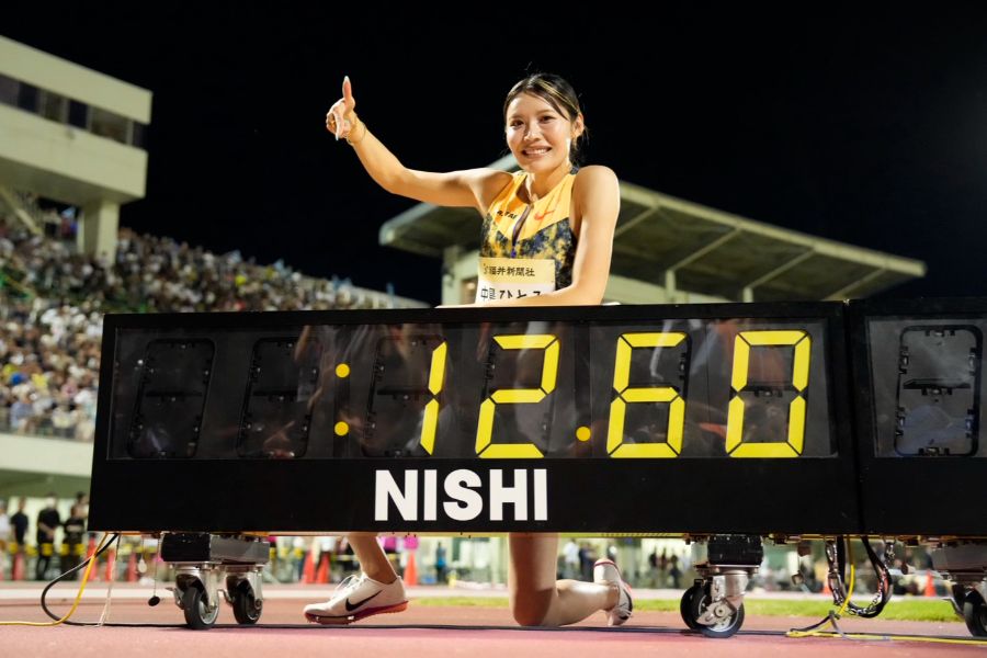 女子100メートル障害決勝、12秒60の日本新記録を樹立した中島ひとみ【写真:奥井隆史】