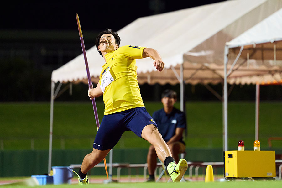 男子やり投げで優勝した長沼元【写真：朝倉健/アフロスポーツ】