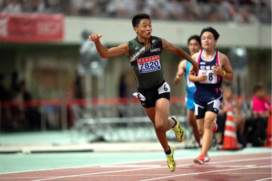 男子9.98チャレンジCUP中学生100メートルで大会新記録をマークした宇田章央【写真:奥井隆史】