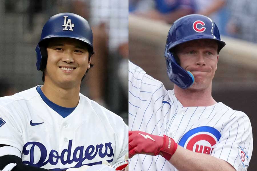 大谷翔平(左)とピート・クロウ=アームストロング【写真:ロイター】
