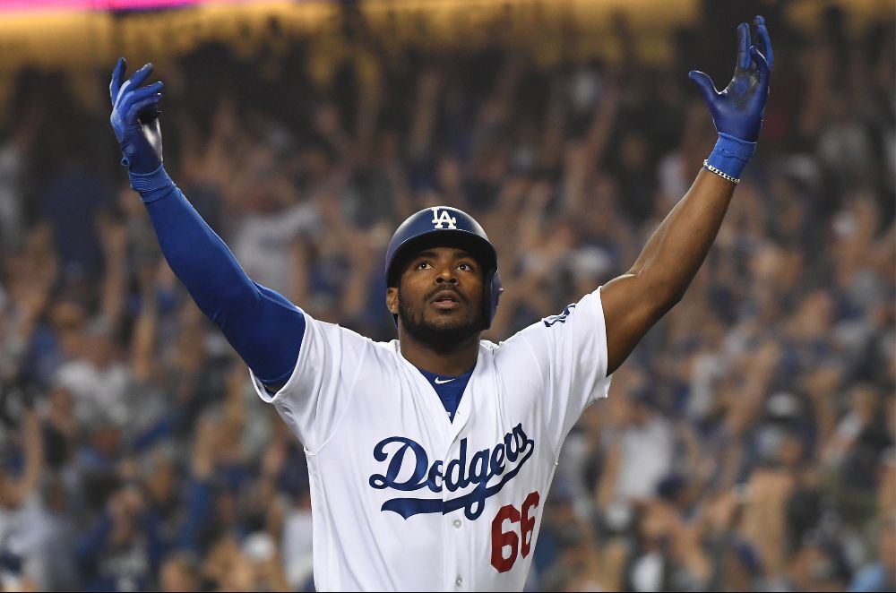 ドジャース時代のヤシエル・プイグ【写真：USA TODAY Sports/ロイター/アフロ】