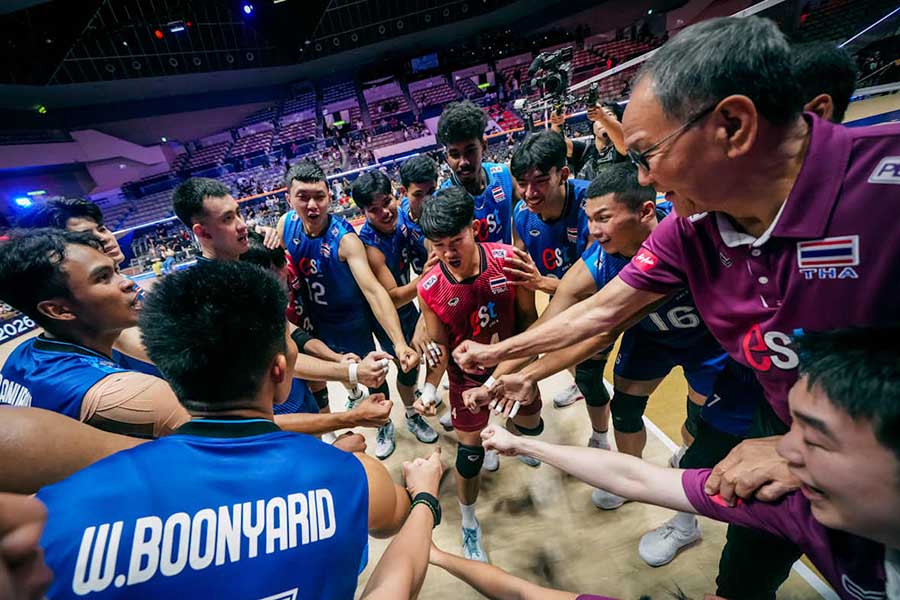 グループC唯一の2連勝で首位に立つタイ【写真：Volleyball World提供】