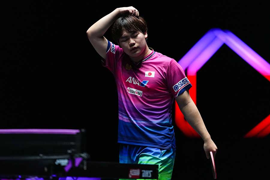 WTTチャンピオンズマカオ準々決勝に敗れた松島輝空【写真:新華社/アフロ】