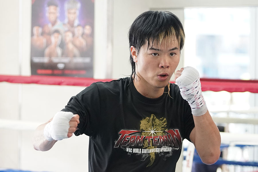 公開練習を行った那須川天心【写真：澤田直人】