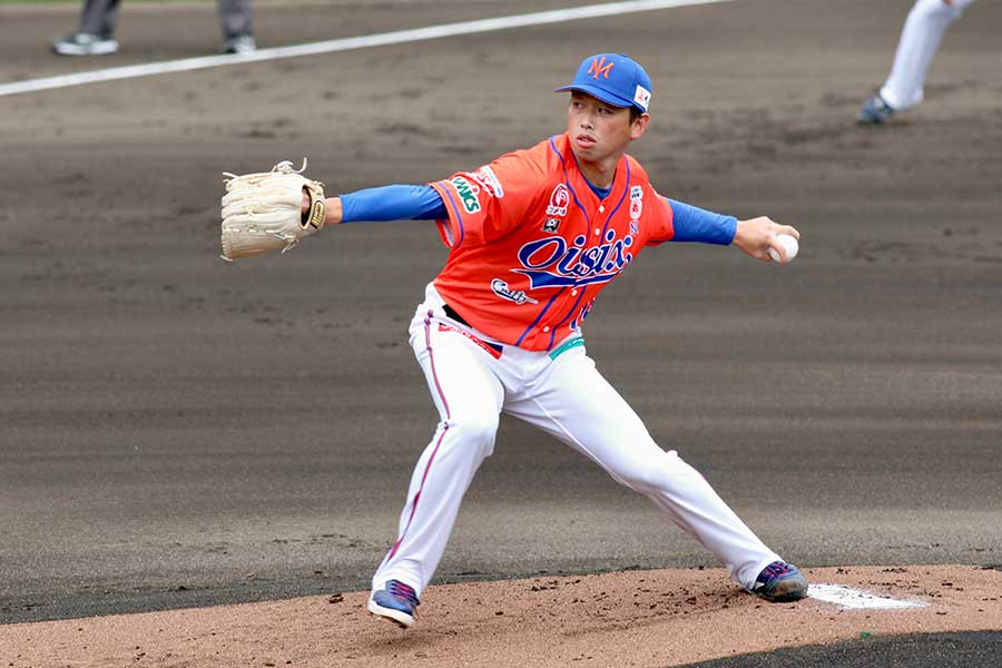NPBファームで登板する阿部【写真:羽鳥慶太】