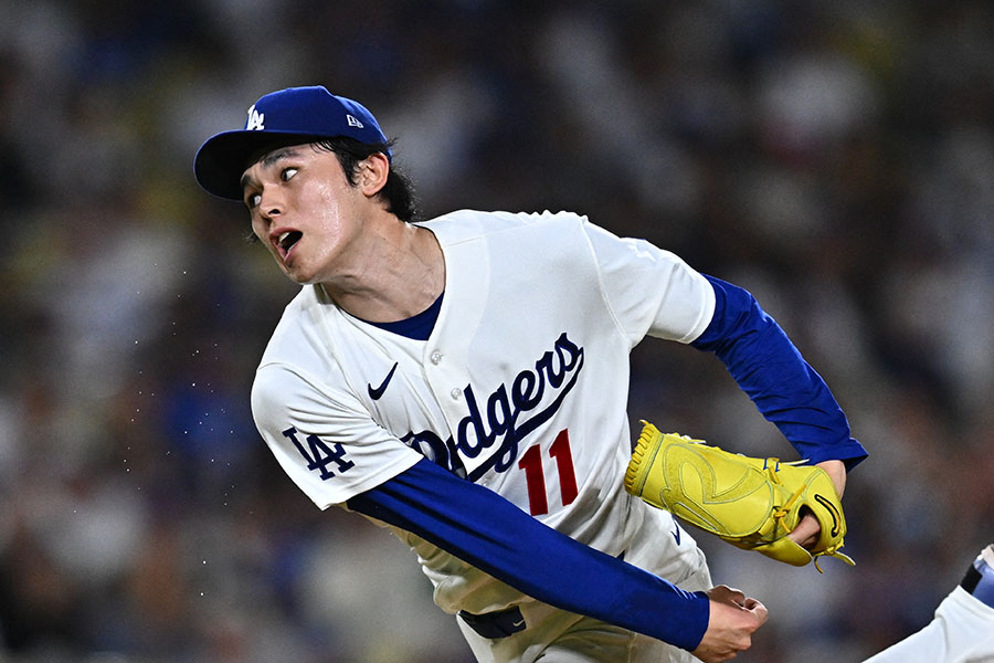 約1か月ぶりに登板したドジャースの佐々木朗希【写真:ロイター】