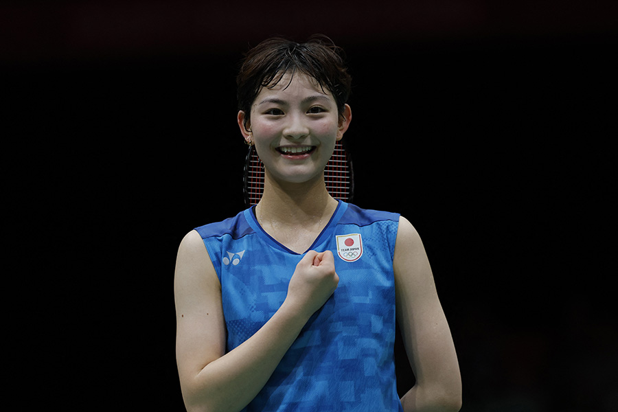 バドミントン女子団体準決勝に出場した宮崎友花【写真:ロイター】