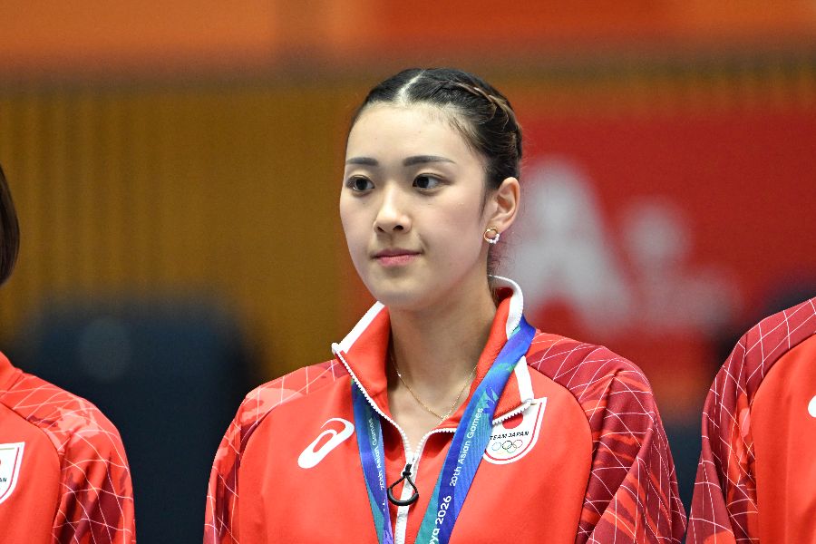 銀メダルを獲得したバレーボール女子日本代表の佐藤淑乃【写真:徳原隆元】