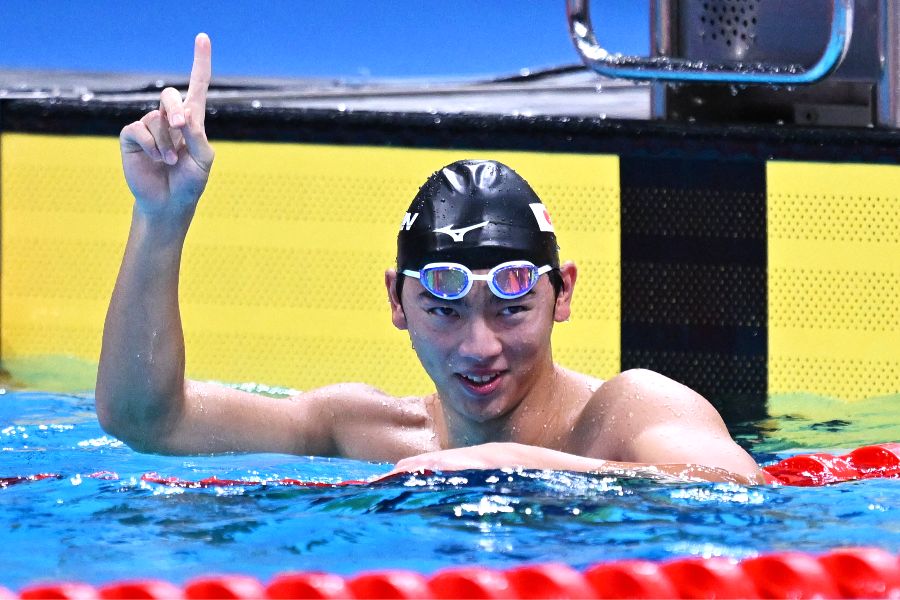 男子100メートルバタフライ決勝で優勝した光永翔音【写真:ロイター】