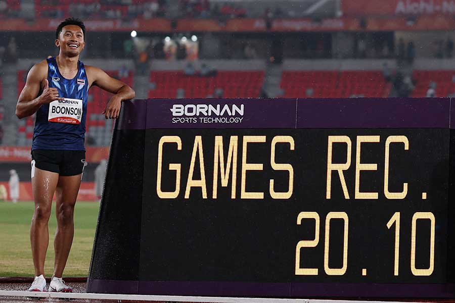男子200メートル準決勝で20秒10の大会新記録を樹立したプリポル・ブーンソン【写真:ロイター】