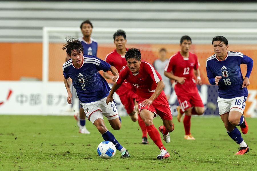 アジア大会、サッカー日本と対戦した北朝鮮代表(中央)【写真:VCG/アフロ】
