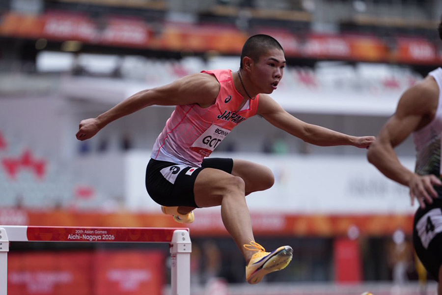 陸上男子400メートル障害の予選に出場した後藤大樹【写真：奥井隆史】