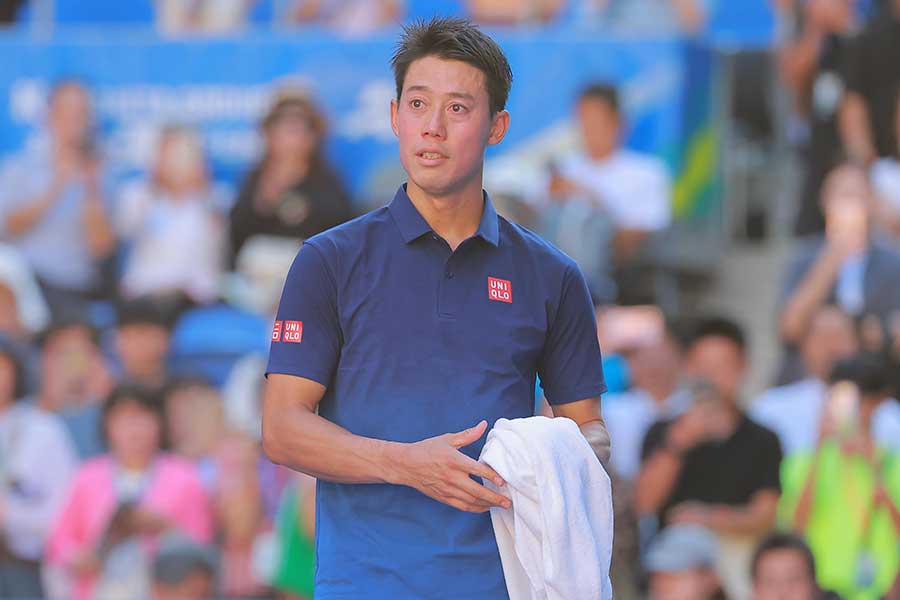 ティアフォーに敗れ、感極まる錦織圭【写真：スポーツ報知/アフロ】