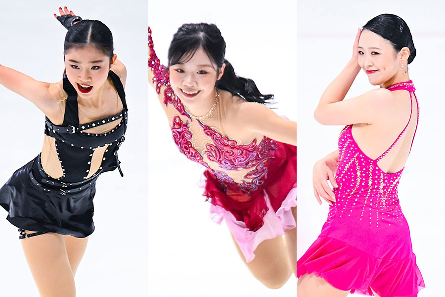 東京選手権に出場した千葉百音、中井亜美、青木祐奈（左から）【写真：中戸川知世】