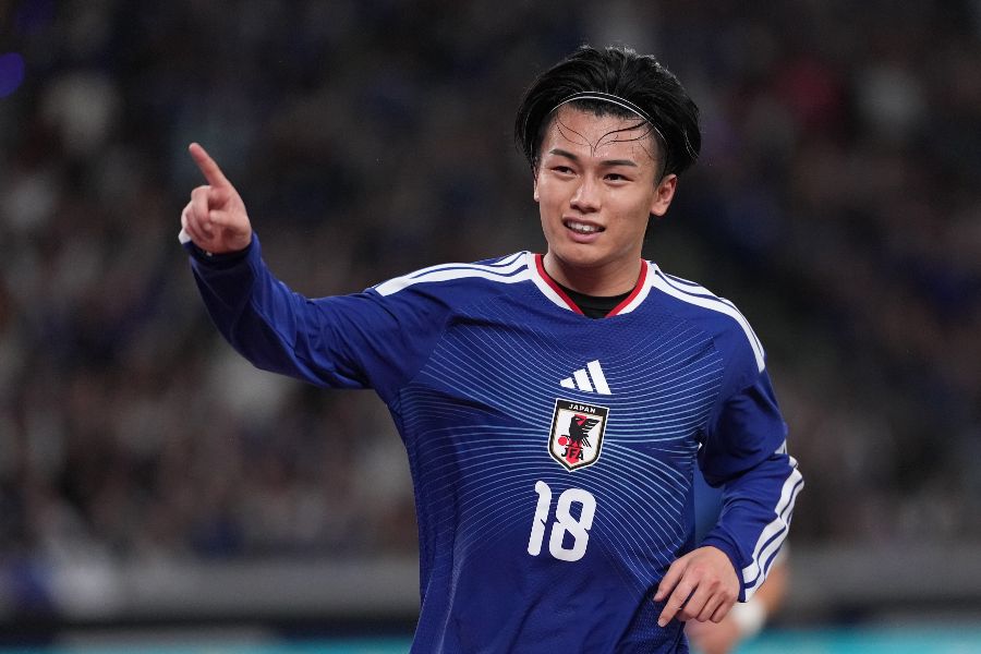 キリンカップに出場したサッカー男子日本代表の上田綺世【写真:AP/アフロ】