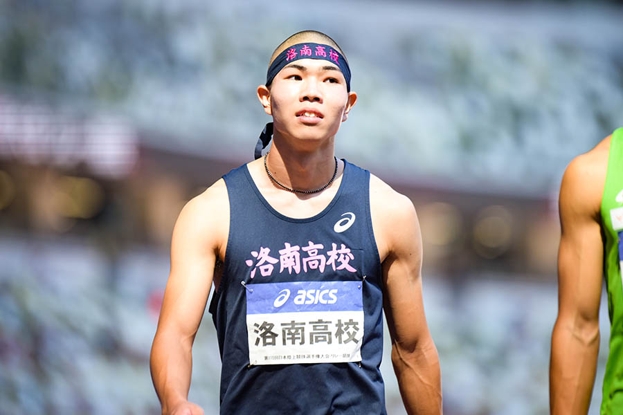 日本選手権リレーに出場した洛南高の後藤大樹【写真:中戸川知世】