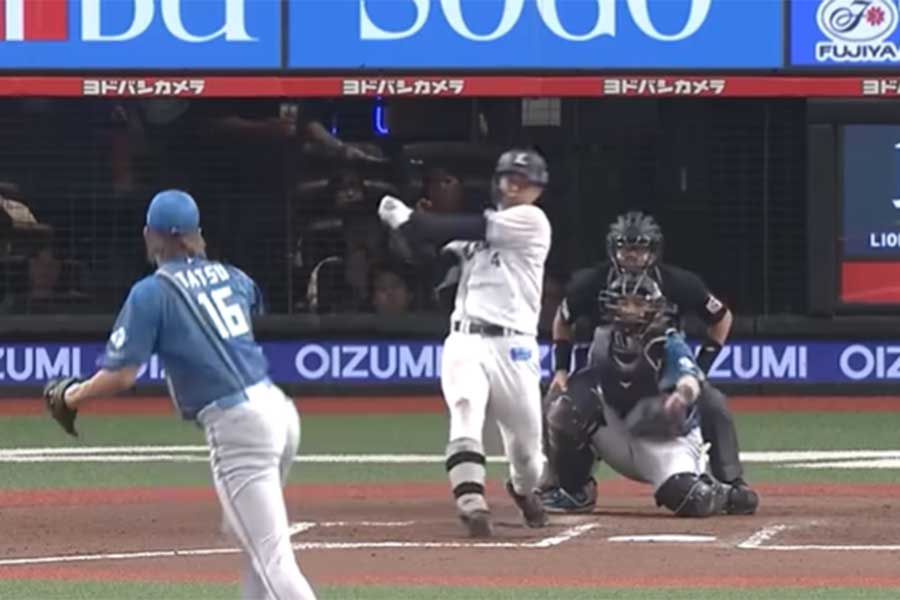 西武の石井一成が強烈なライナーを放ったが…【画像:パーソル パ・リーグTV】