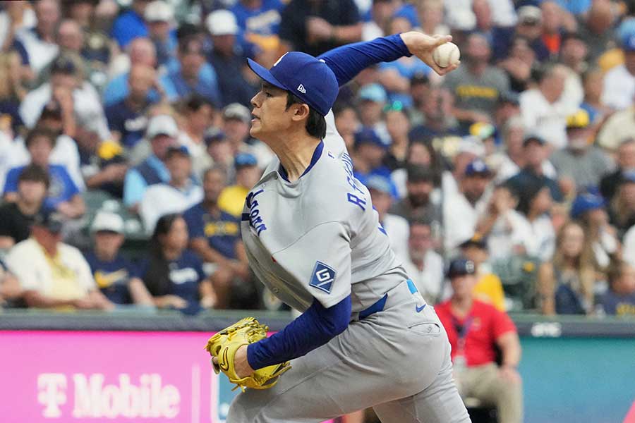 ブルワーズ戦に登板したドジャースの佐々木朗希【写真:ロイター】