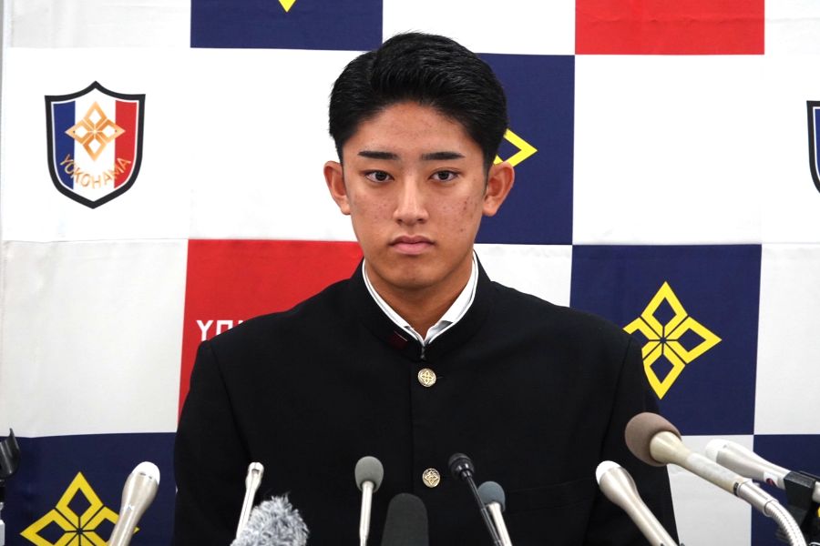 横浜高の織田翔希【写真：戸田湧大】