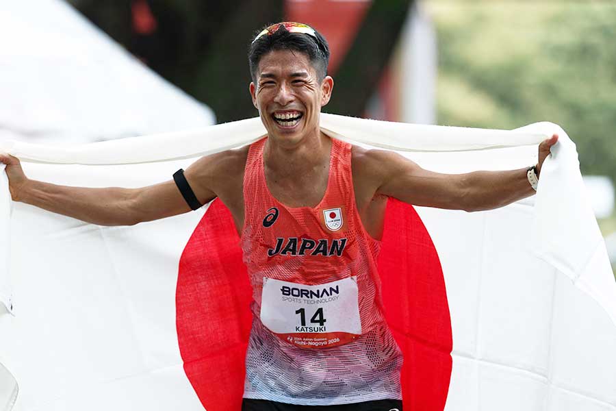 男子マラソン競歩で金メダルを獲得した勝木隼人【写真:ロイター】